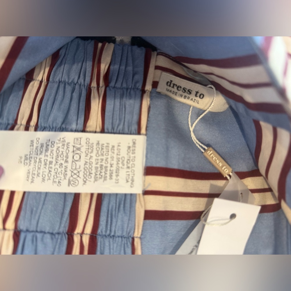 Dress To Elegant Blue Striped A-Line Crop Top & Skirt Set - Picture 6 of 8